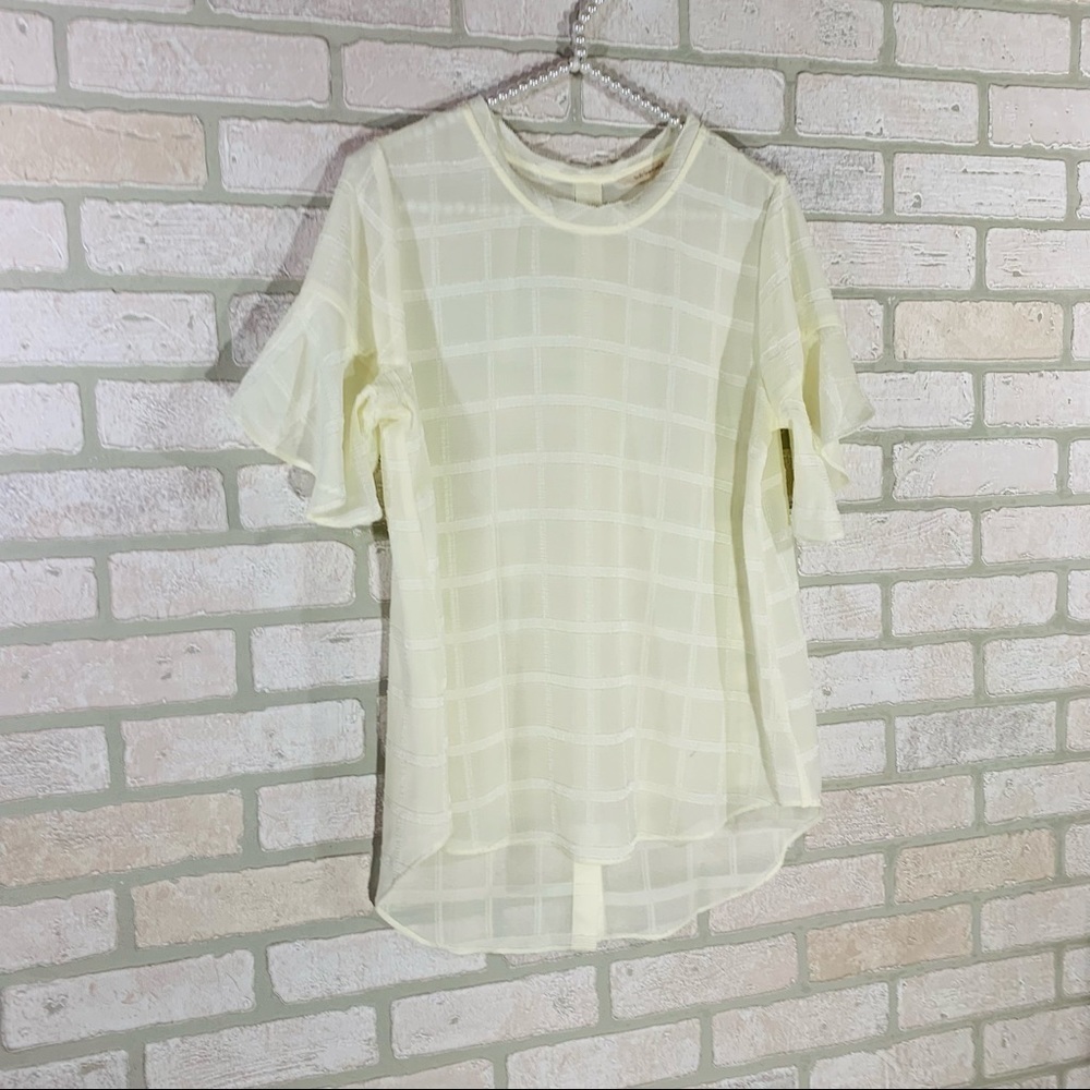 Soft Surroundings Cream Button Back Flutter Sleev… - image 3